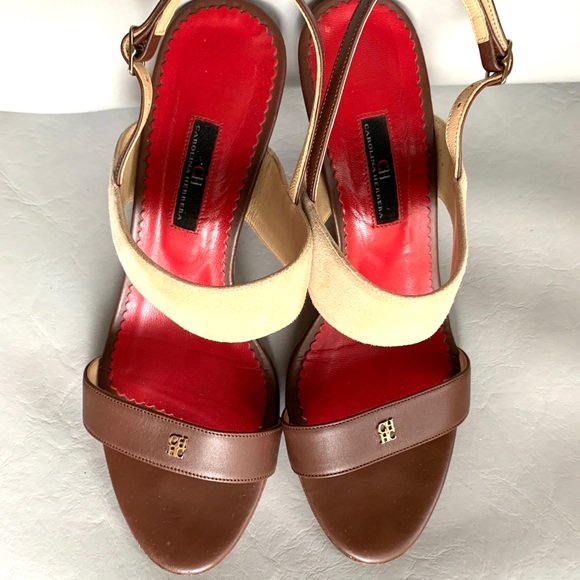 Carolina Herrera Natural suede Ankle Strap Wedge - Picture 11 of 15